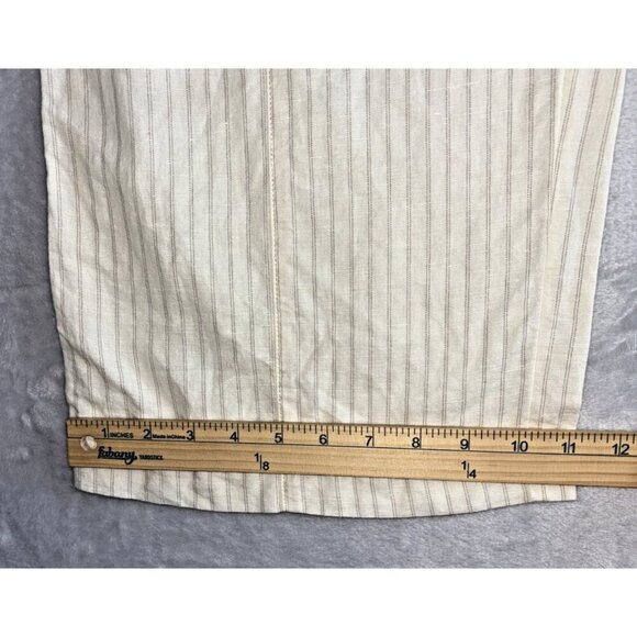 Maeve Anthropologie Cream Wide Leg Paper Bag linen Blend Pants Rope Belt Size 10 - Picture 8 of 12